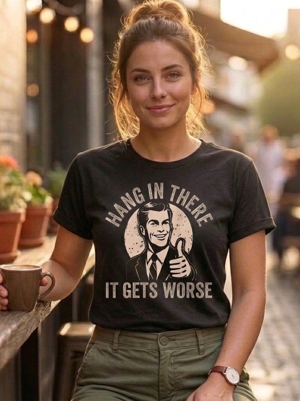 Hang In There Graphic Tee • Dry Humor Vintage‑Style Shirt • Unisex Casual Street